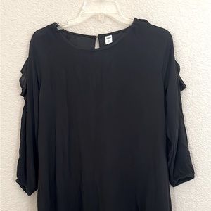 Old Navy Black Dress Ruffled Peekaboo Shoulder Design Medium Petite New